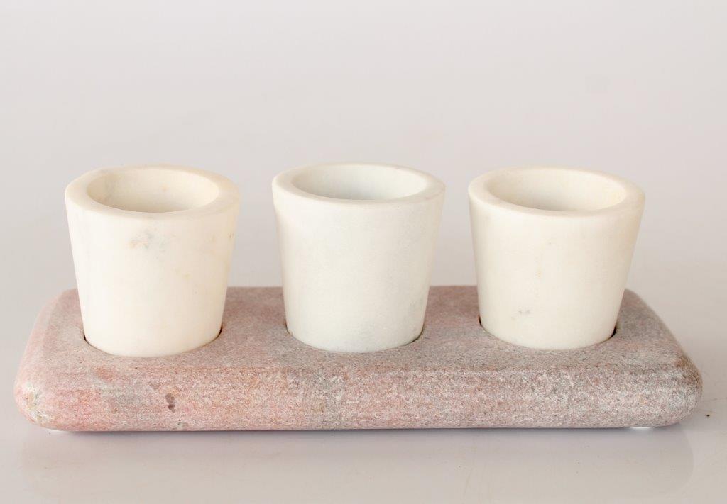 White & Pink Marble Pinch Pots